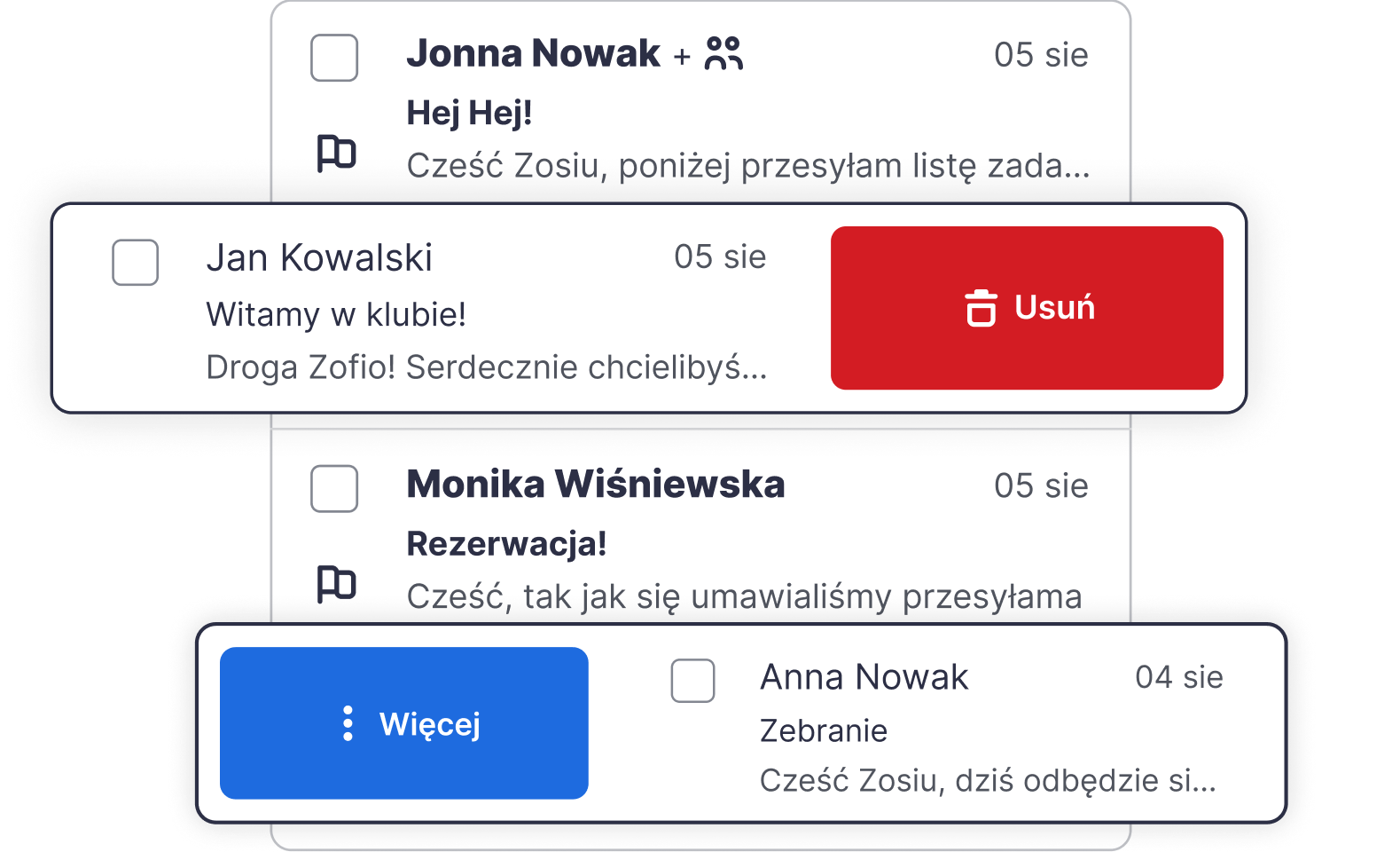 Porządkowanie gestem